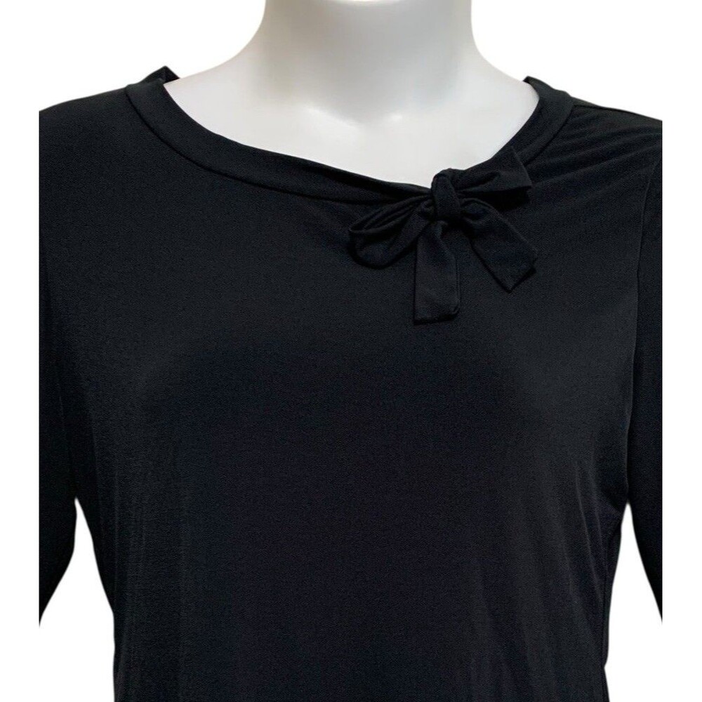 Merona Blouse Top Womens Size X-Large Black 3/4 Sleeve Stretch Side Neck Tie - Picture 2 of 9